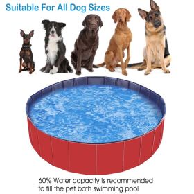 1Pc 160 X 160 X 30cm-63.0 X 63.0 X 11.8inch Foldable Pet Swimming Pool PVC  Dog Swim Pool Bathing Tub Playmat Pools (Option: 1Pc Red)